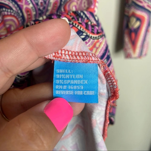 J. McLaughlin Navy Purple Mayan Paisley Catalina Cloth Boca Tunic Top Size Small - Picture 10 of 11